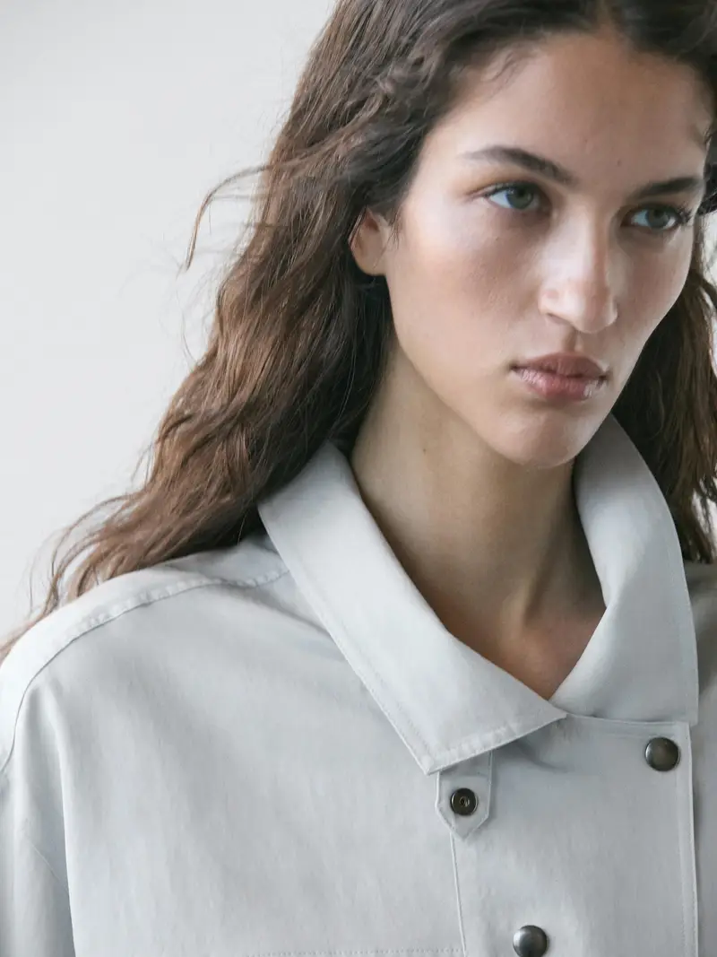 Camicia Morbida Con Bottoni - Azzurro Chiaro - - Massimo Dutti - Femminile