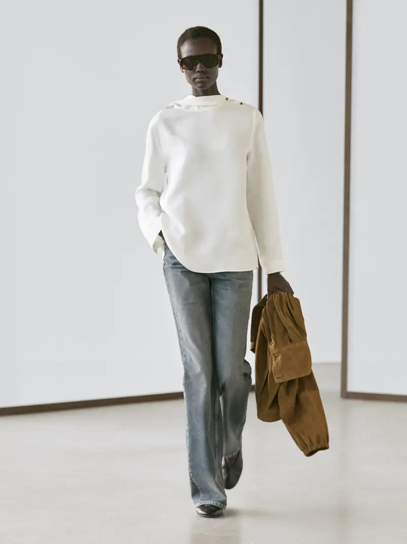 Camicia Morbida Con Bottoni - Bianco Roto - - Massimo Dutti - Femminile