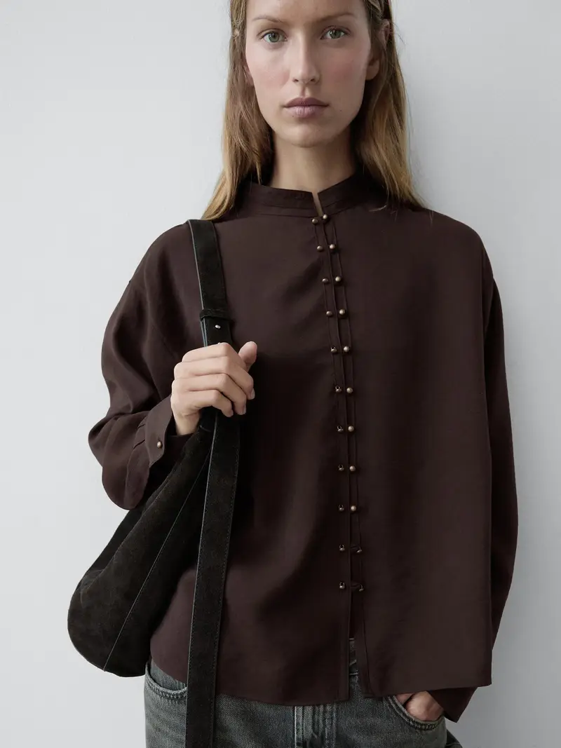 Camicia Morbida Con Bottoni - Terracotta - - Massimo Dutti - Femminile