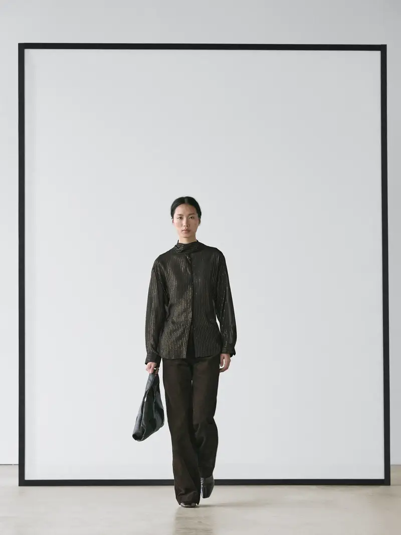 Camicia Morbida Con Colletto A Foulard - Nero - - Massimo Dutti - Femminile