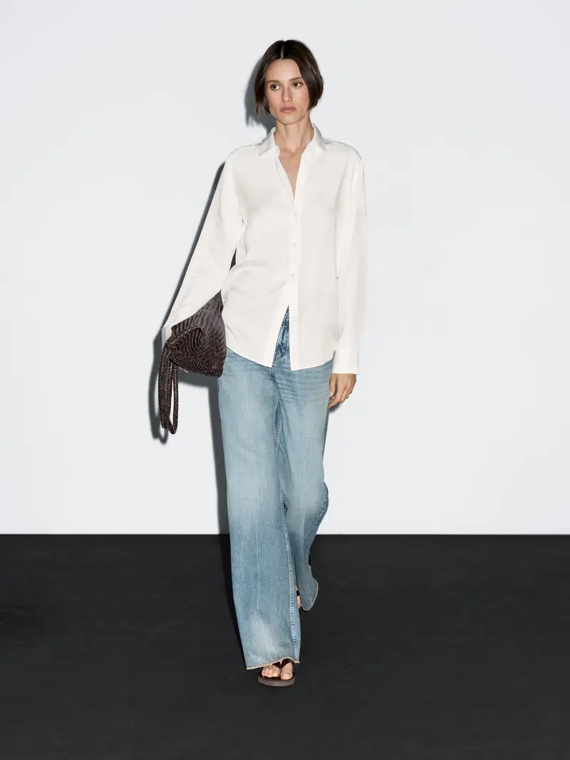 Camicia Morbida Con Colletto Stile Camicia - Bianco - (It 48) - Massimo Dutti - Femminile