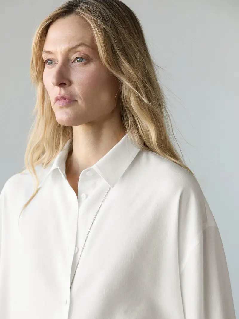 Camicia Morbida Con Lino - Bianco Roto - - Massimo Dutti - Femminile