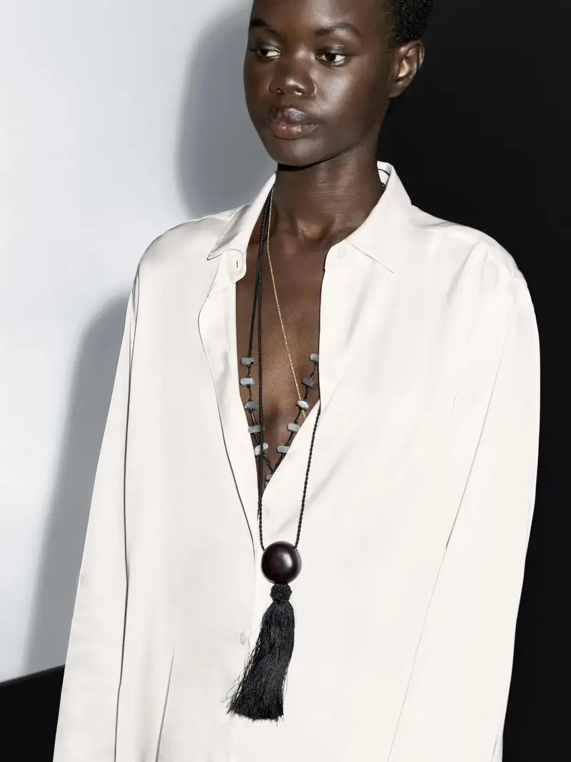 Camicia Morbida Satinata - Bianco - - Massimo Dutti - Femminile