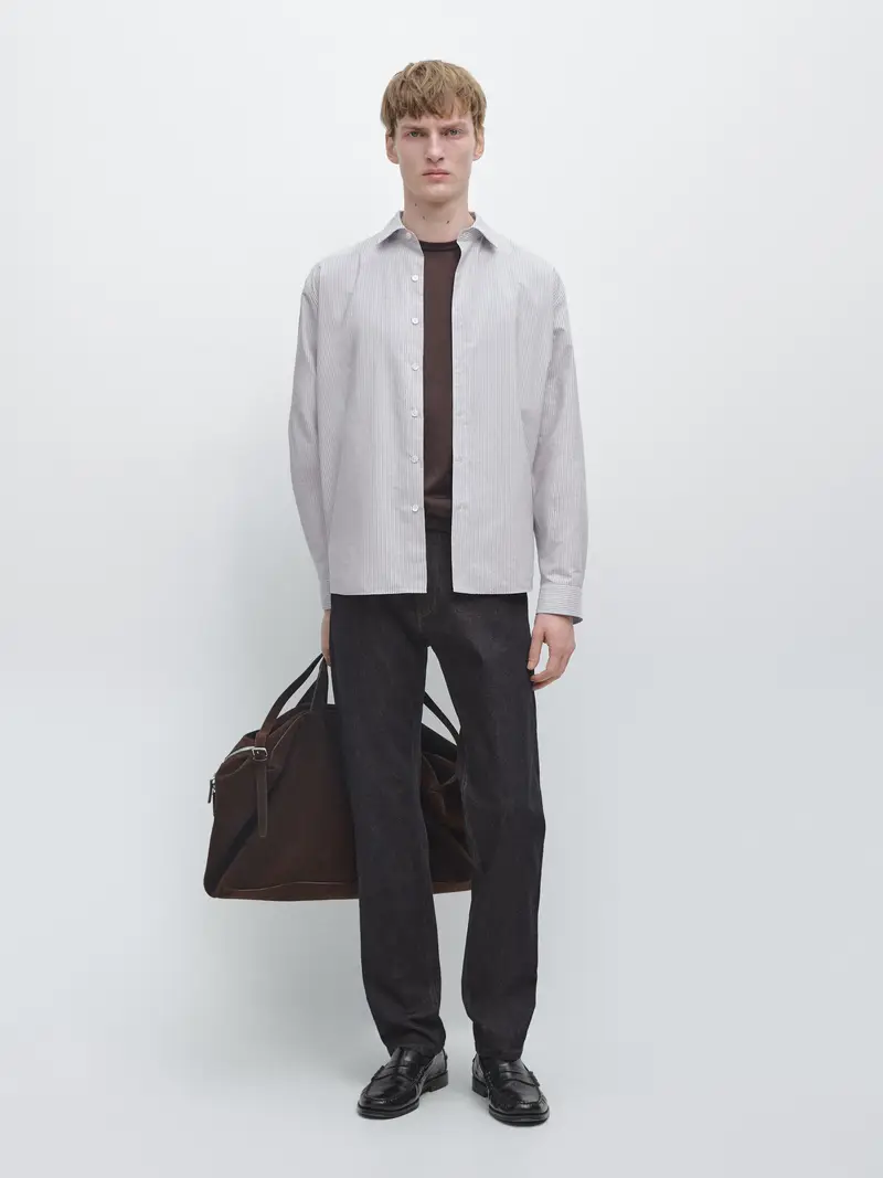 Camicia Regular Fit 100% Cotone - Marrone - - Massimo Dutti - Maschile