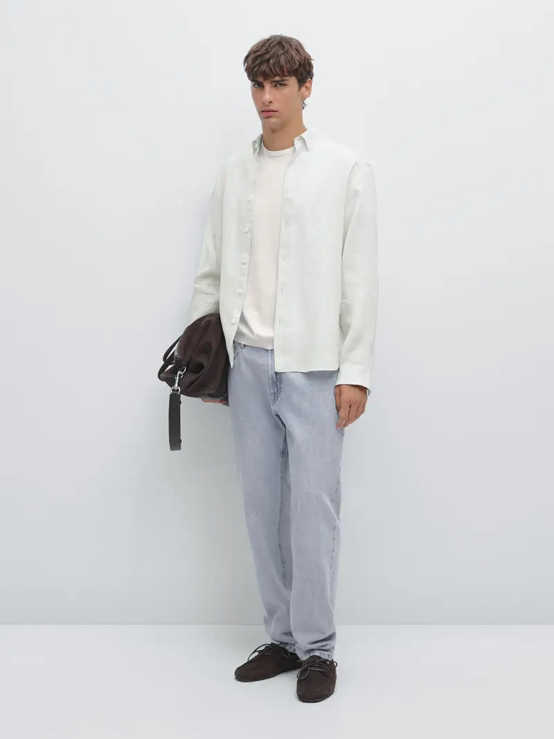 Camicia Regular Fit 100% Lino - Grigio Vigoré - - Massimo Dutti - Maschile GRIGIO VIGORÉ