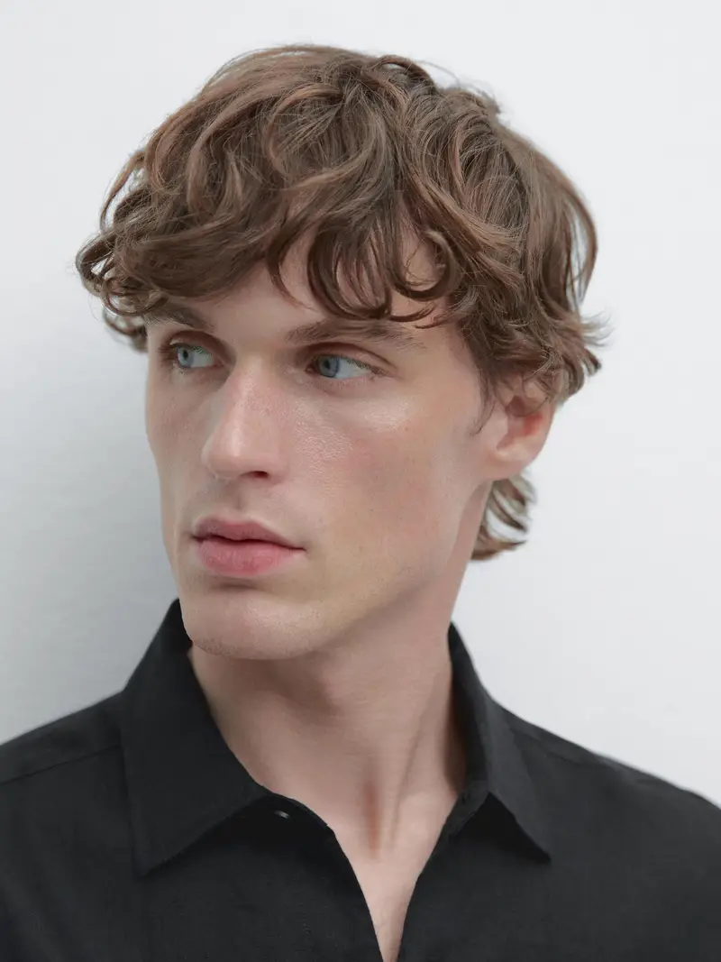 Camicia Regular Fit 100% Lino - Nero - - Massimo Dutti - Maschile