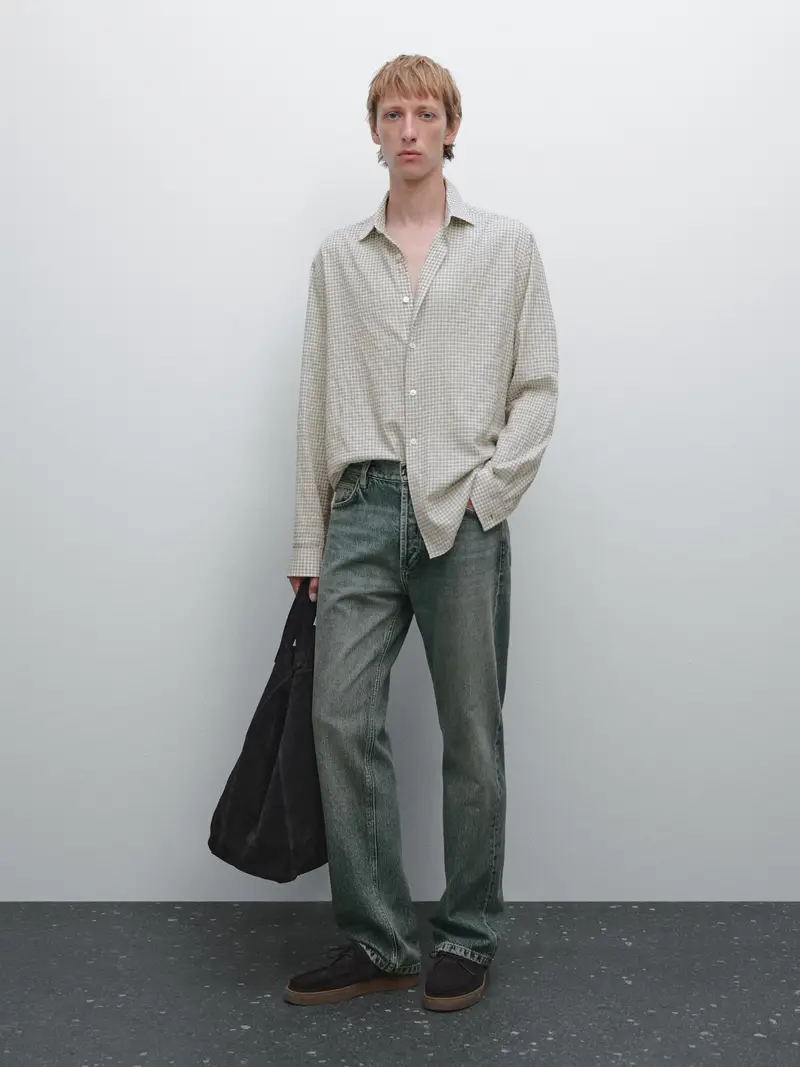 Camicia Regular Fit A Quadri - Ecru - - Massimo Dutti - Maschile