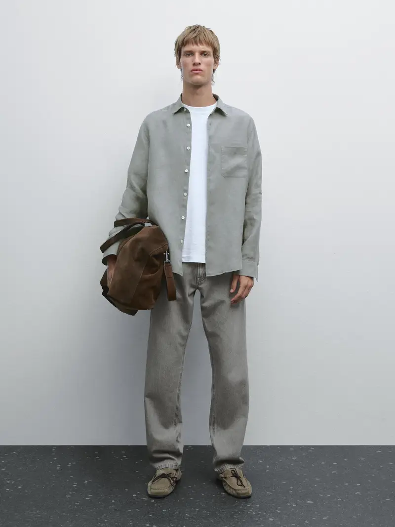 Camicia Regular Fit Con Tasca - Azzurro - - Massimo Dutti - Maschile