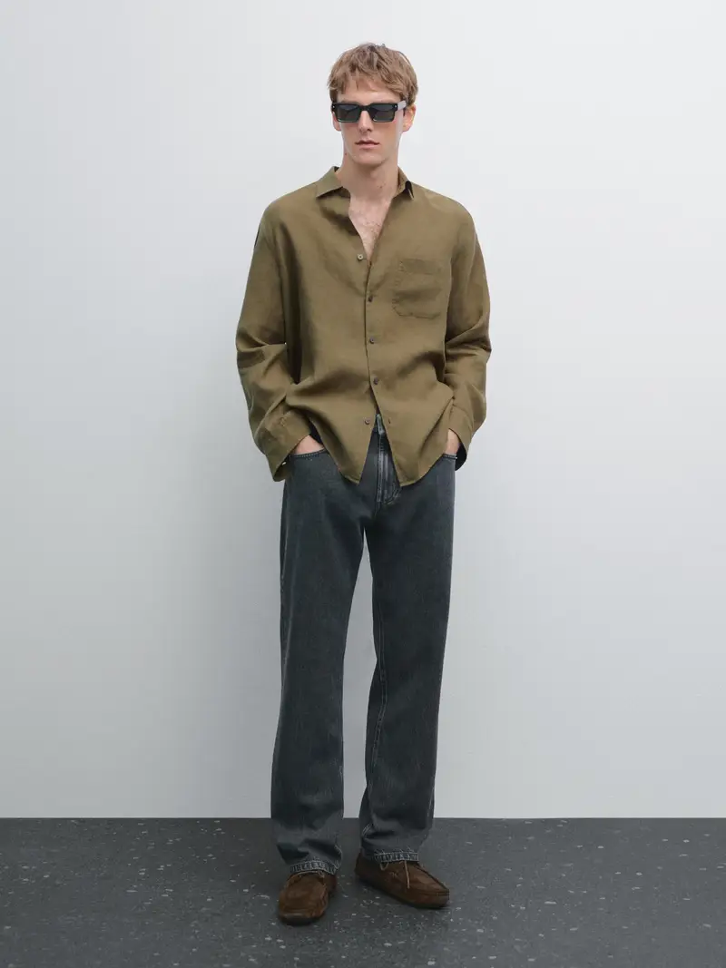 Camicia Regular Fit Con Tasca - Verde - - Massimo Dutti - Maschile