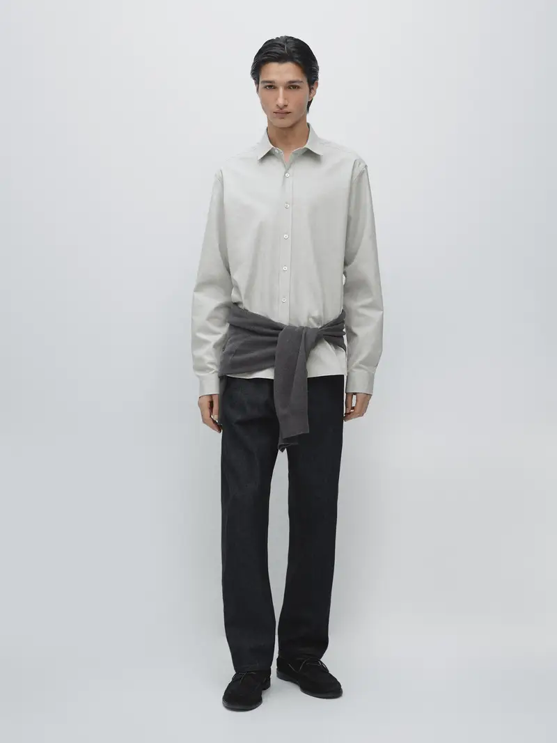 Camicia Regular Fit In Misto Cotone - Grigio - - Massimo Dutti - Maschile