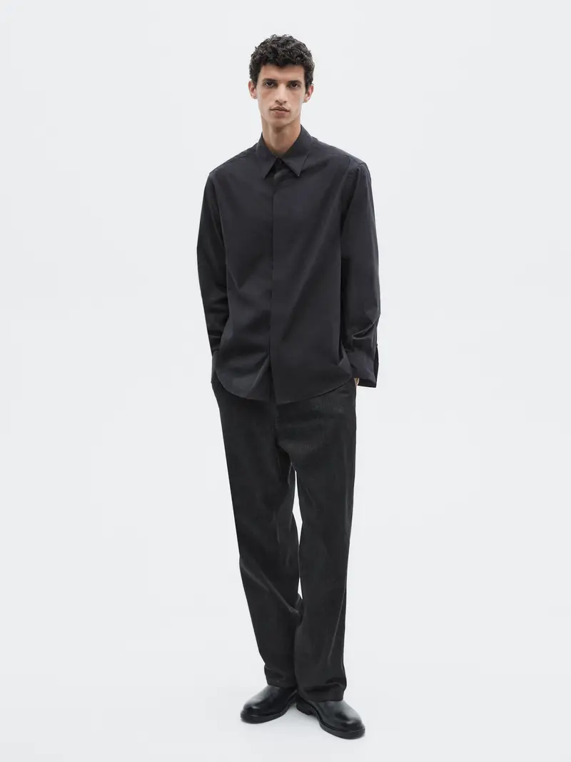 Camicia Relax Fit 100% Cotone - Limited - Blu Marino - - Massimo Dutti - Maschile