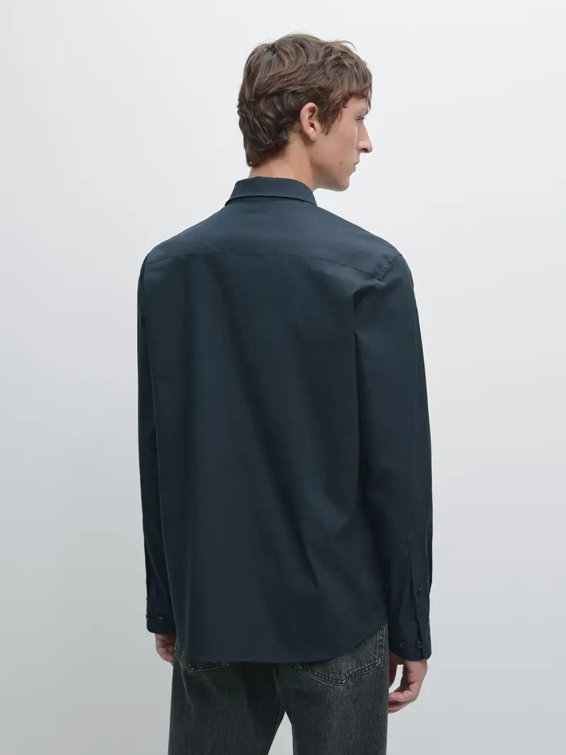 Camicia Slim Fit Stretch - Blu - - Massimo Dutti - Maschile