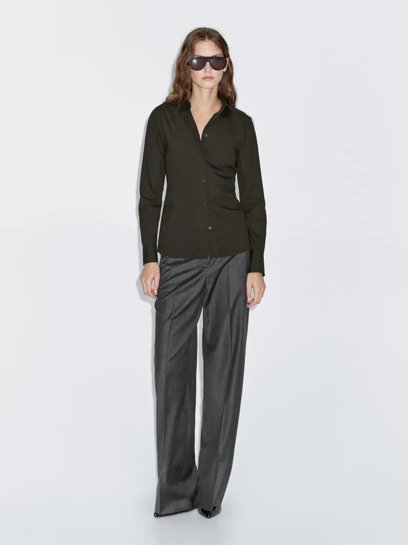 Camicia Stretch In Misto Cotone - Verde - (It 38) - Massimo Dutti - Femminile