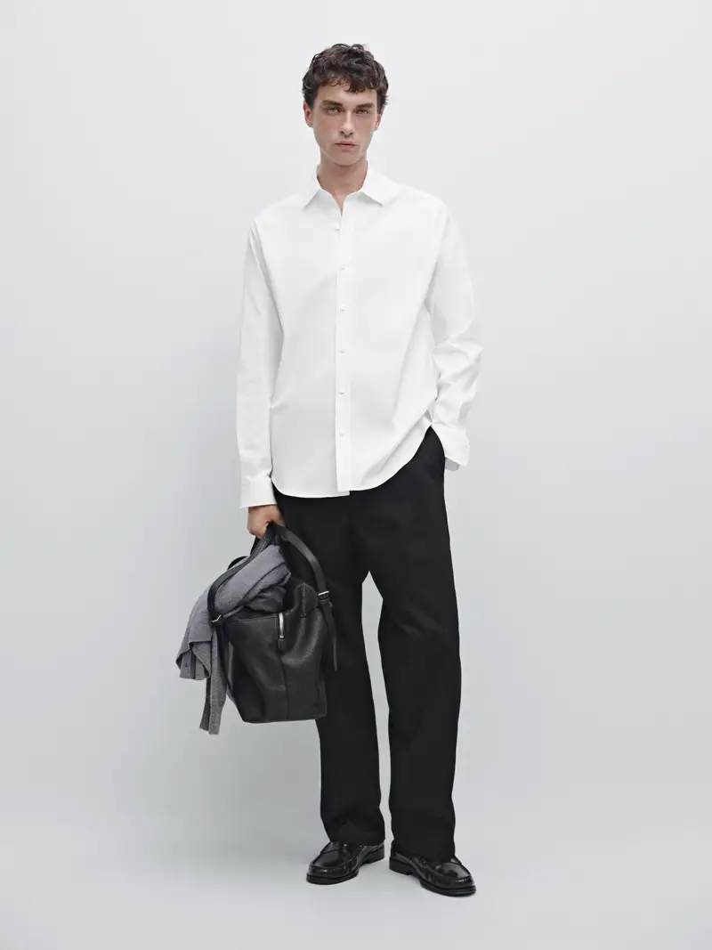 Camicia Stretch Regular Fit - Bianco - - Massimo Dutti - Maschile
