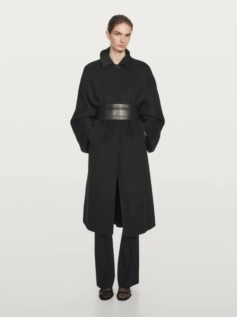 Cappotto Lungo Con Maniche A Pipistrello - Nero - - Massimo Dutti - Femminile