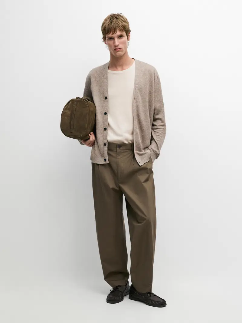 Cardigan In Lino Con Bottoni - Sabbia - - Massimo Dutti - Maschile