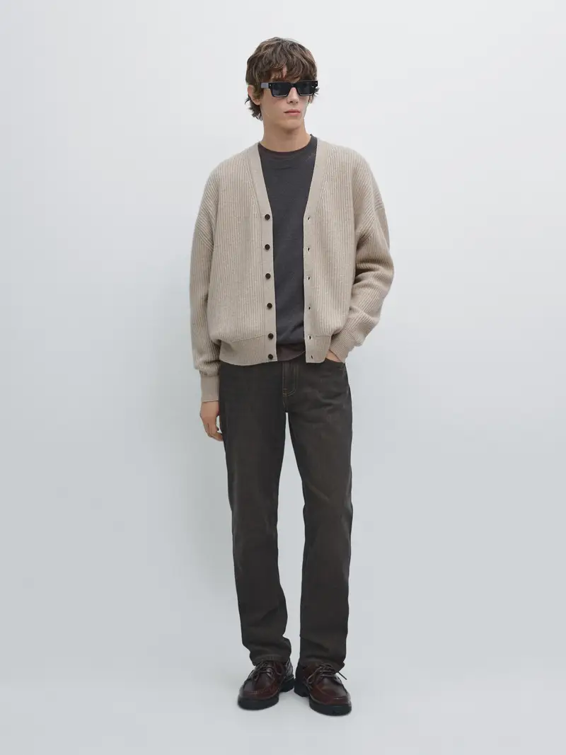 Cardigan In Maglia Di Cashmere E Lana - Visone - - Massimo Dutti - Maschile