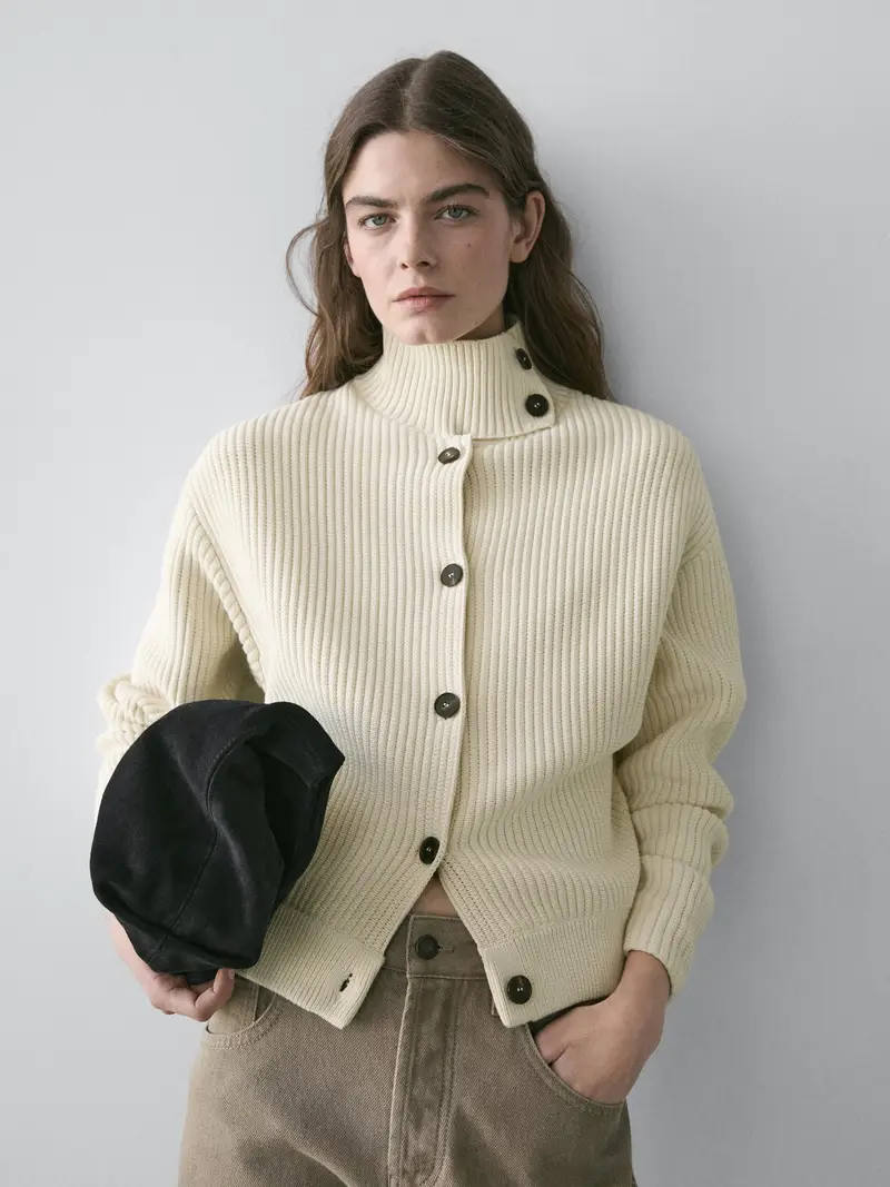 Massimo Dutti Cardigan Beige 4337707