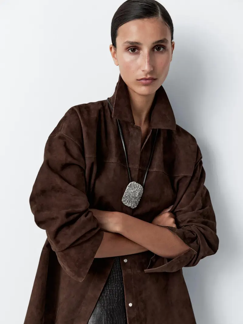 Collana Con Medaglione Testurizzato - Argento - - Massimo Dutti - Femminile