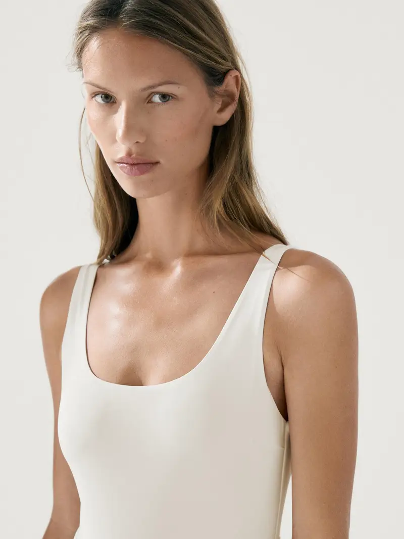 Costume Con Dettaglio Gioiello - Bianco Roto - - Massimo Dutti - Femminile