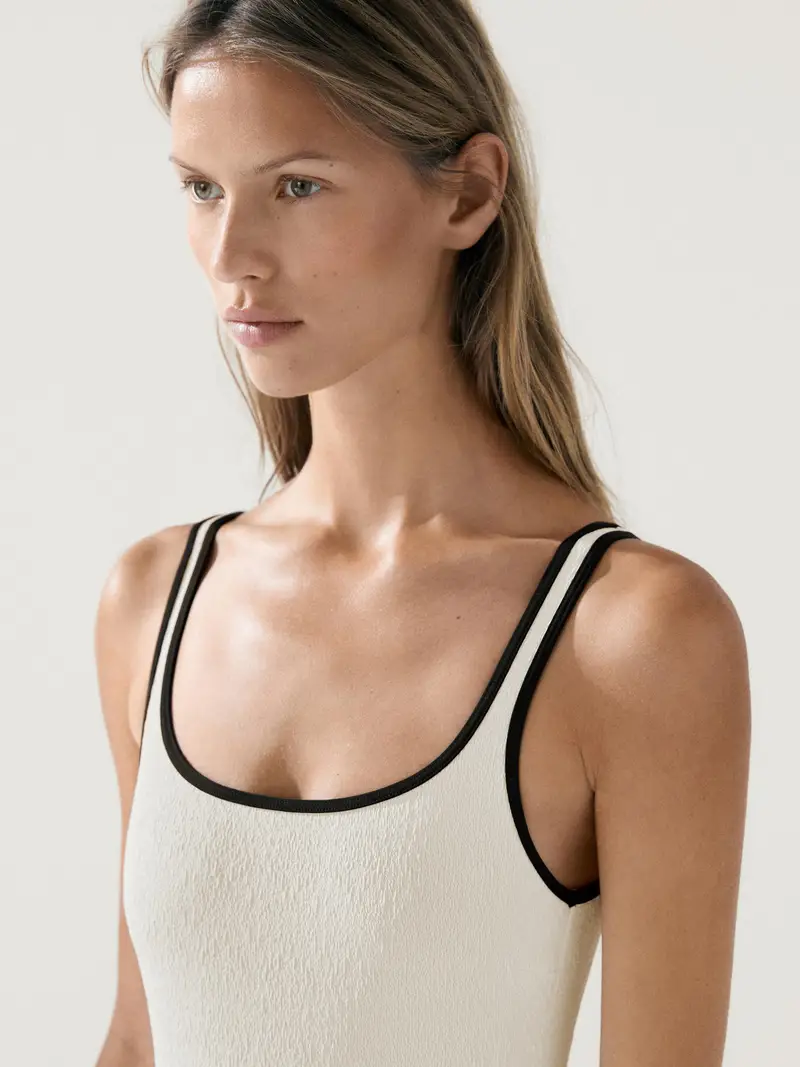 Costume Texture A Contrasto - Bianco Roto - - Massimo Dutti - Femminile