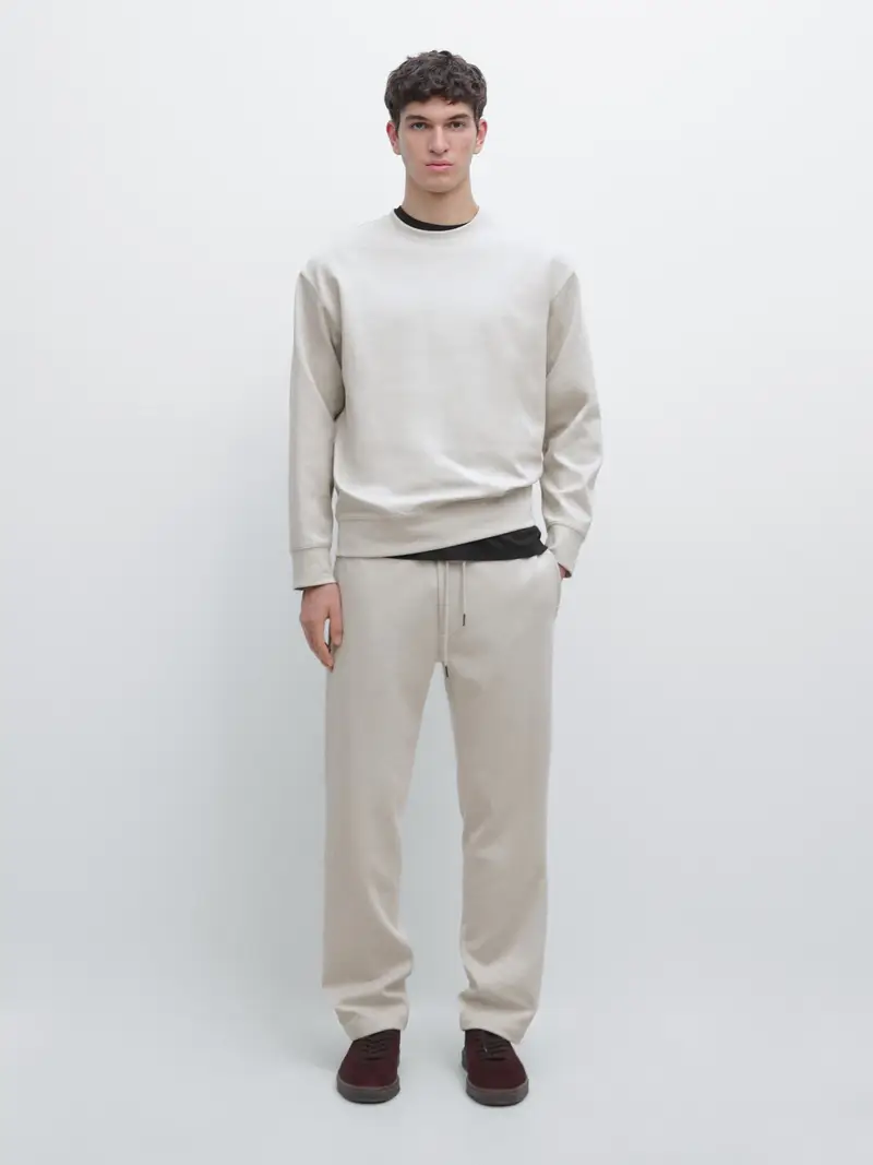 Felpa In Misto Cotone - Grigio Perla - - Massimo Dutti - Maschile