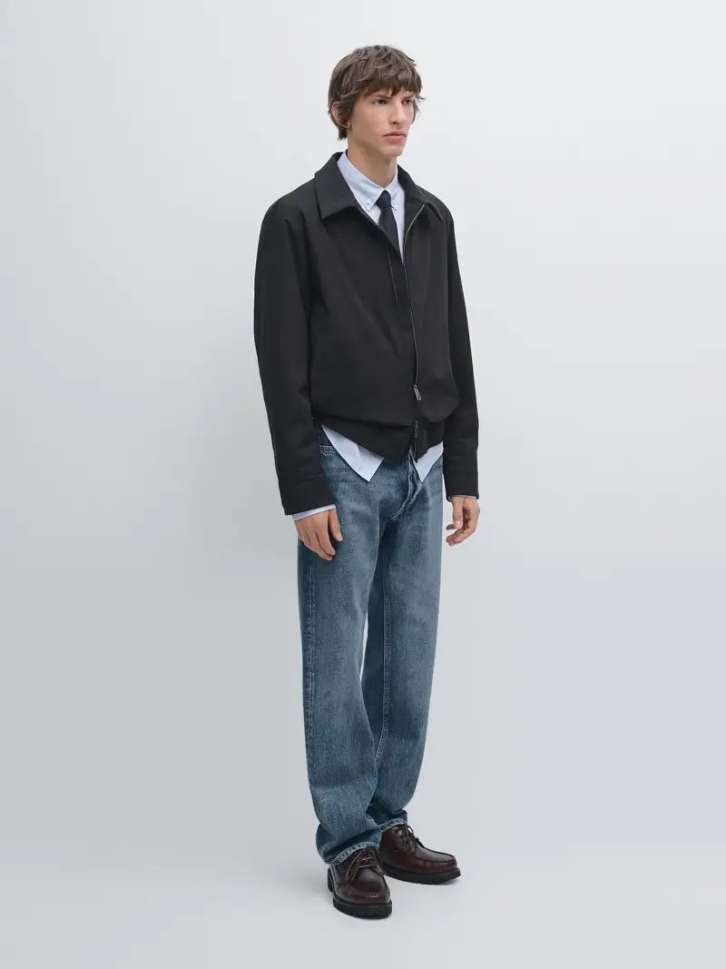 Giacca Bomber Dettaglio Orlo Water Repellent - Nero - - Massimo Dutti - Maschile