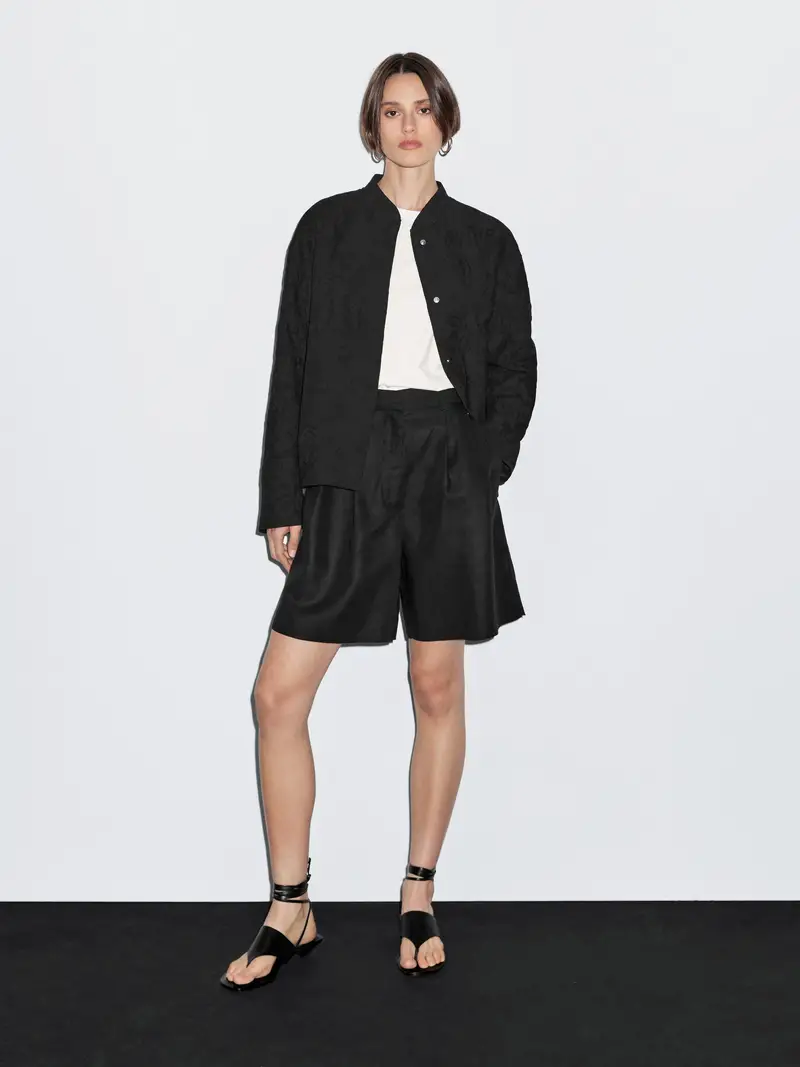 Giacca Bomber Oversize 100% Cotone - Nero - - Massimo Dutti - Femminile