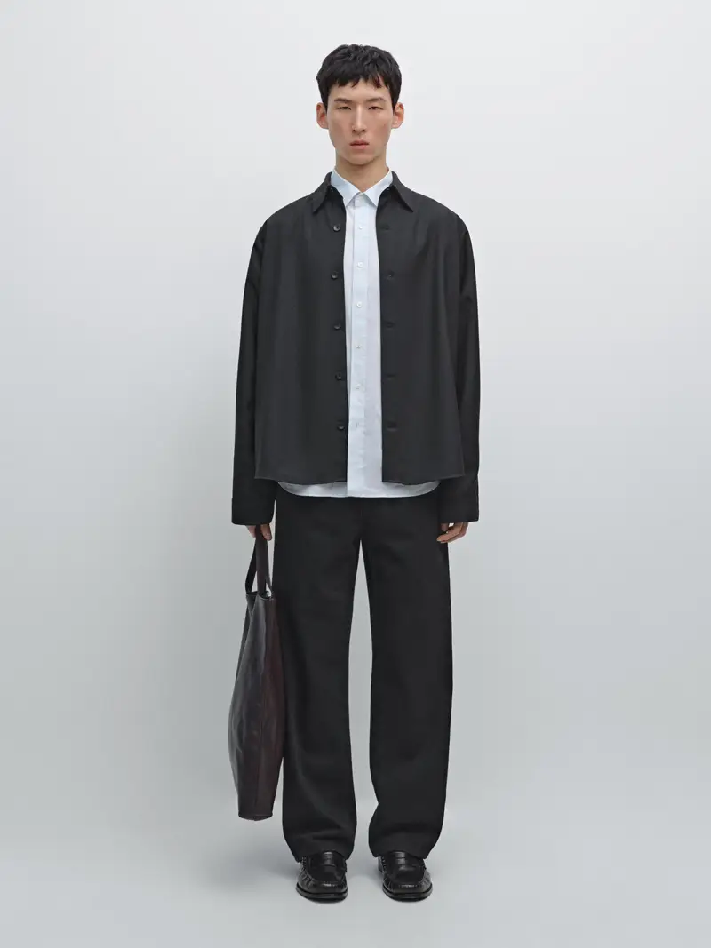 Giacca Camicia Con Tasche In Misto Lana - Nero - - Massimo Dutti - Maschile