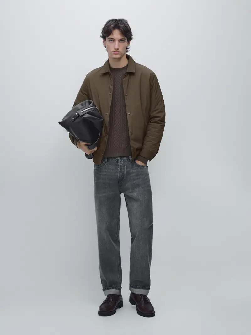 Giacca Camicia Imbottita Leggera Water Repellent - Kaki - - Massimo Dutti - Maschile