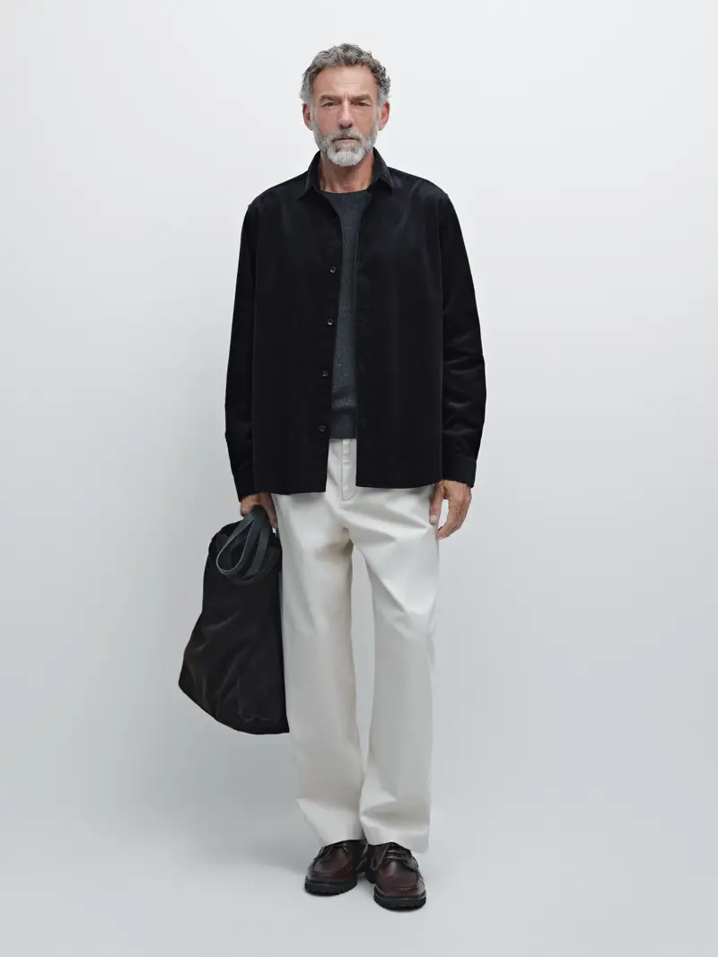 Giacca Camicia In Velluto A Costine Regular Fit - Blu Marino - - Massimo Dutti - Maschile