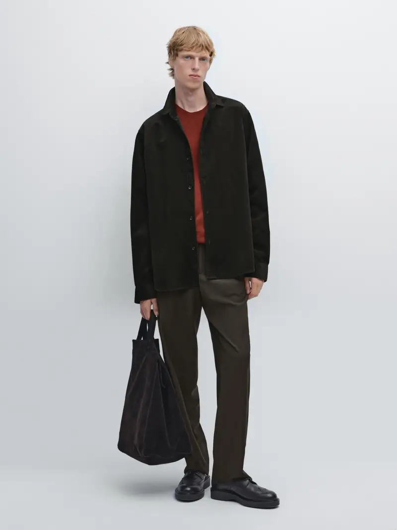 Giacca Camicia In Velluto A Costine Regular Fit - Marrone - - Massimo Dutti - Maschile