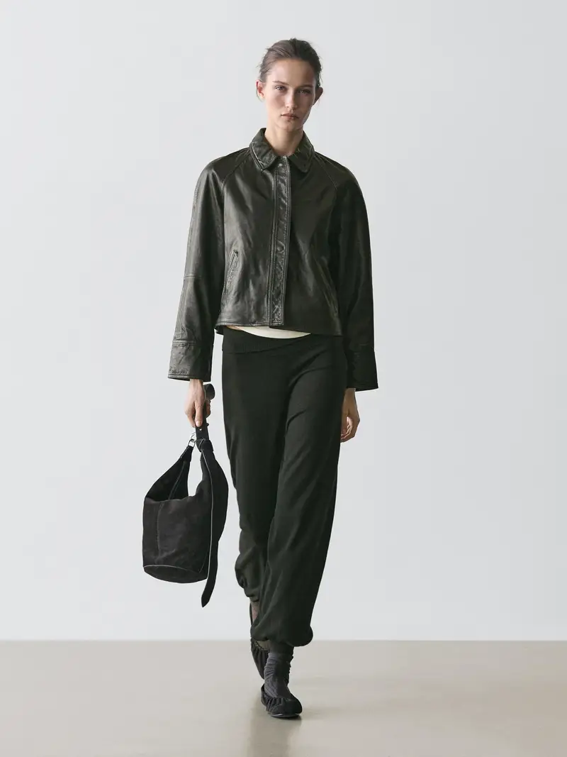 Giacca Con Cintura In Pelle Nappata - Nero - - Massimo Dutti - Femminile