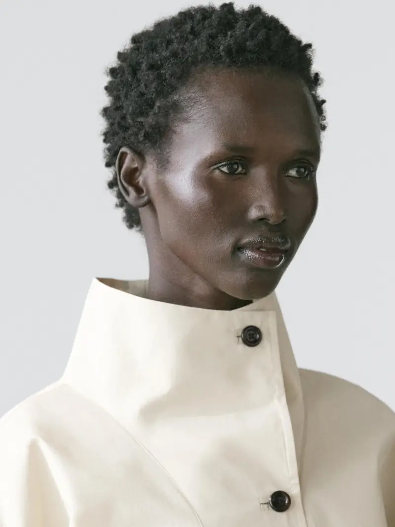 Giacca Con Dettaglio Collo Alto - Ecru - - Massimo Dutti - Femminile