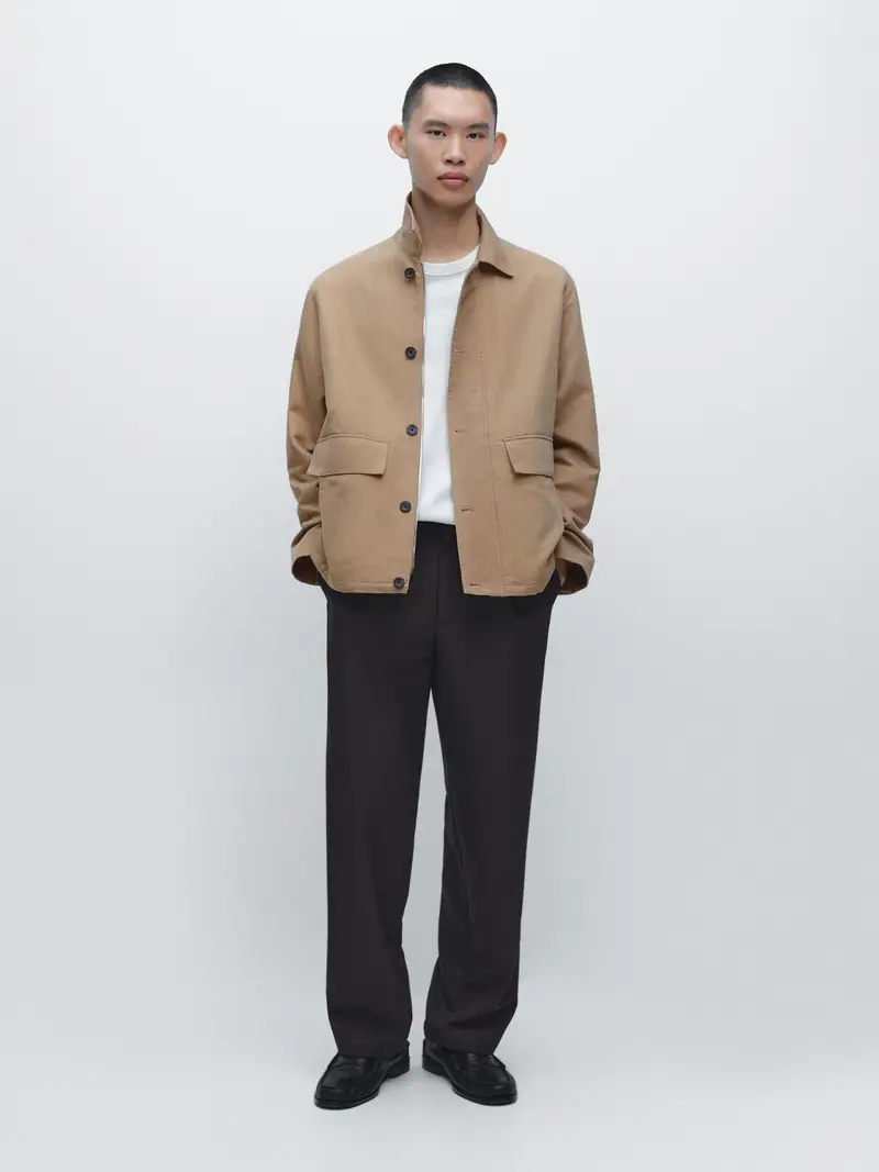 Giacca Con Dettaglio Tasche E Lino - Beige - - Massimo Dutti - Maschile