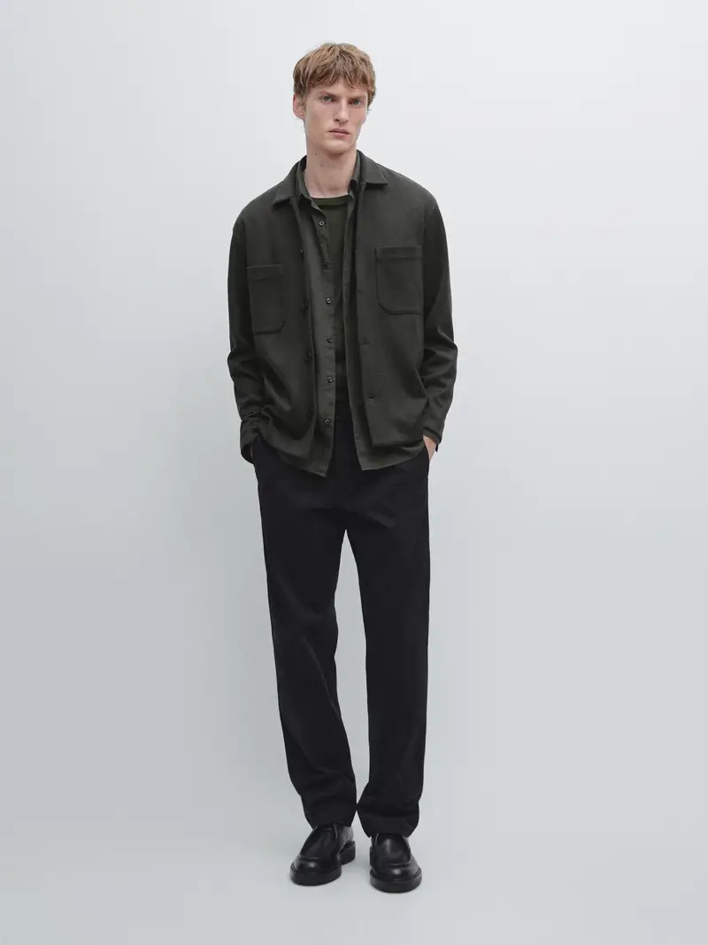 Giacca Con Tasche E Bottoni - Kaki - - Massimo Dutti - Maschile