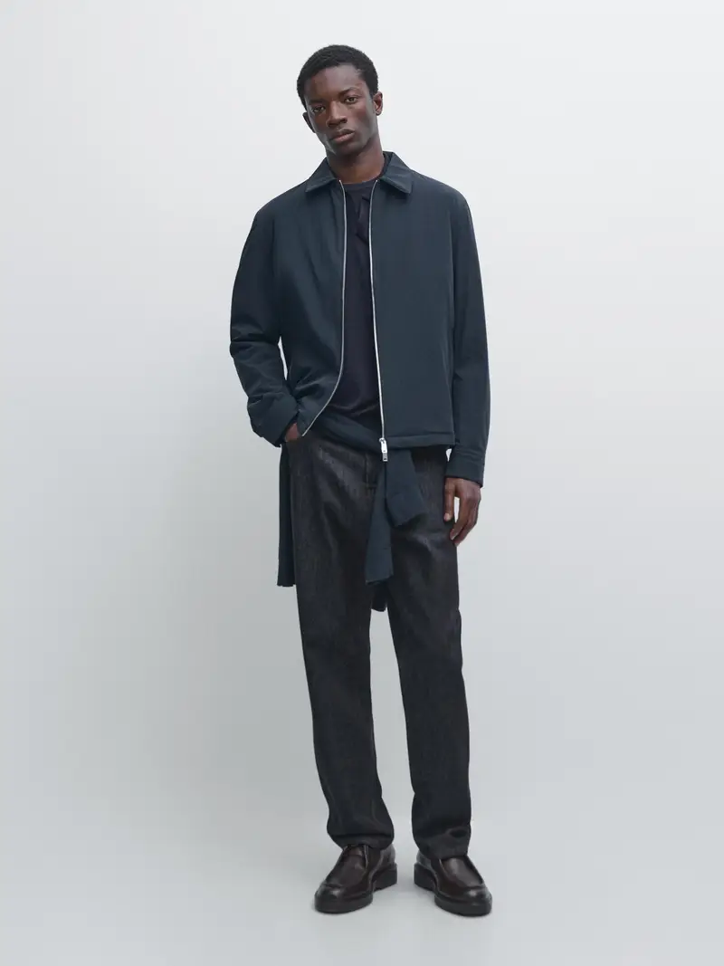 Giacca Corta Con Tasche - Blu Marino - - Massimo Dutti - Maschile