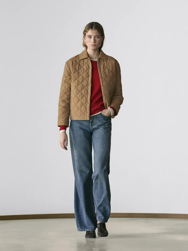 Giacca Corta Imbottita Leggera - Marrone - - Massimo Dutti - Femminile