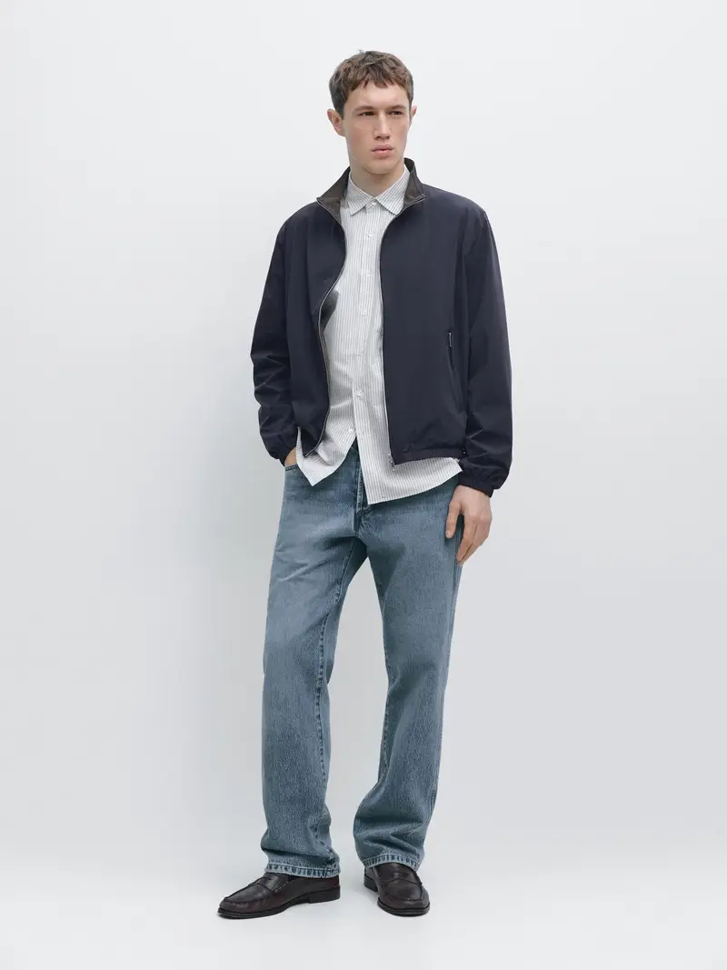 Giacca Corta Reversibile - Blu Marino - - Massimo Dutti - Maschile