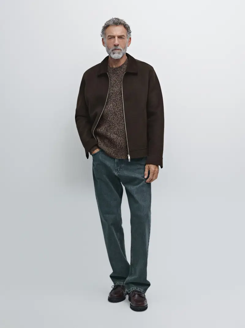 Giacca Di Lana Con Doppio Colletto In Velluto A Costine - Cioccolato - - Massimo Dutti - Maschile