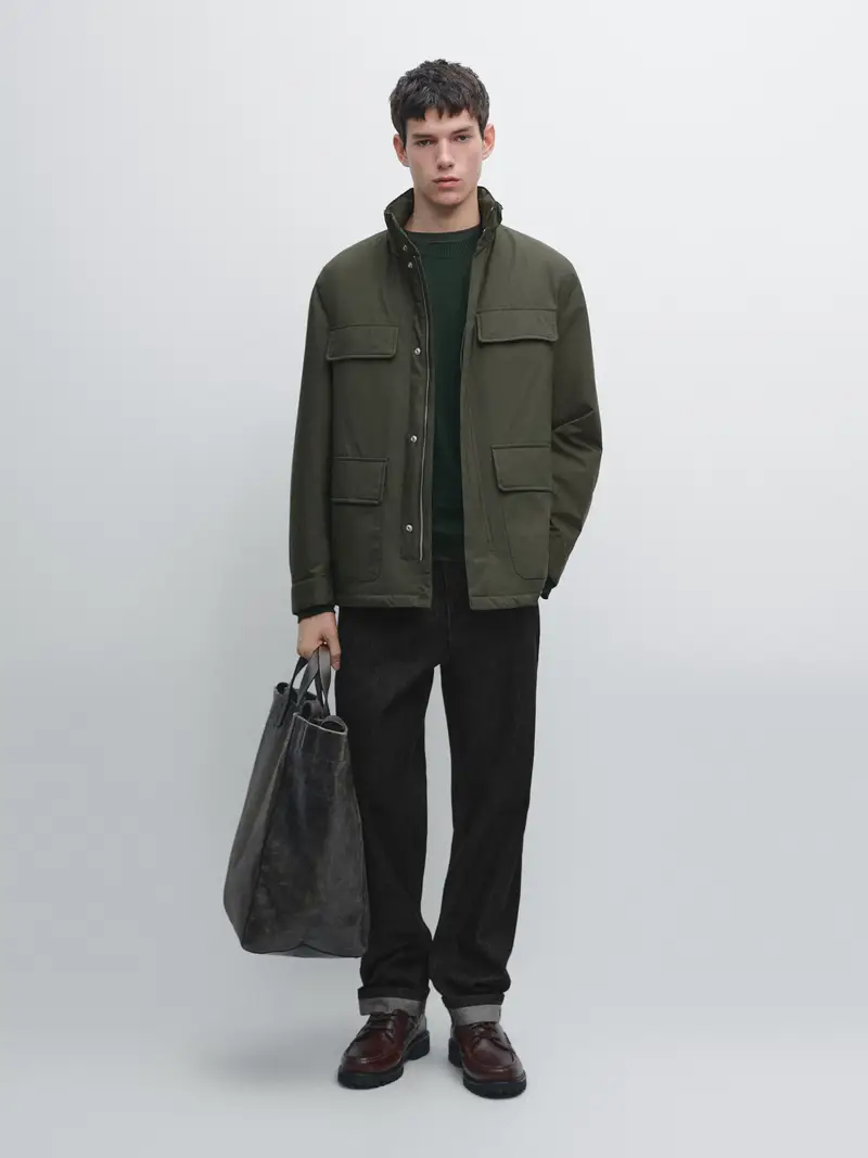 Giacca Imbottita Con Tasche Water Repellent - Marrone - - Massimo Dutti - Maschile