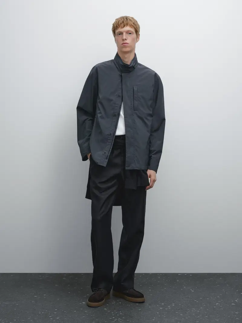 Giacca In Tessuto Tecnico - Azzurrato - - Massimo Dutti - Maschile