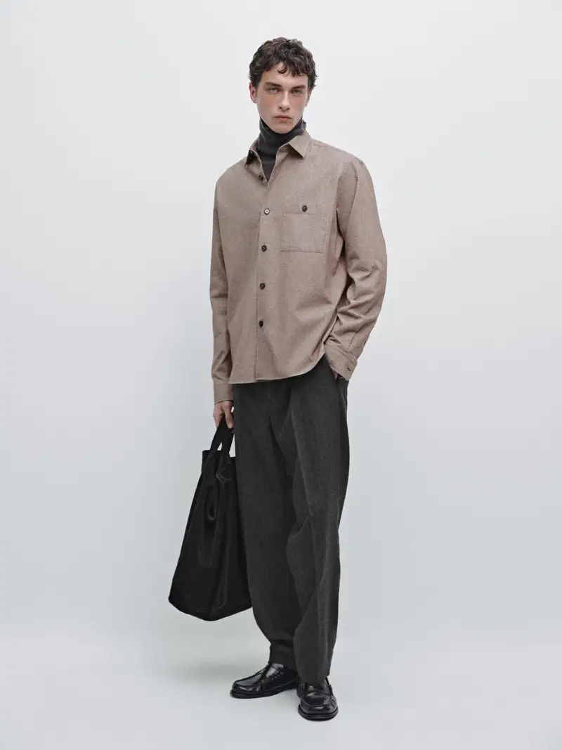 Giacca Mélange Con Tasca - Beige Medio - - Massimo Dutti - Maschile