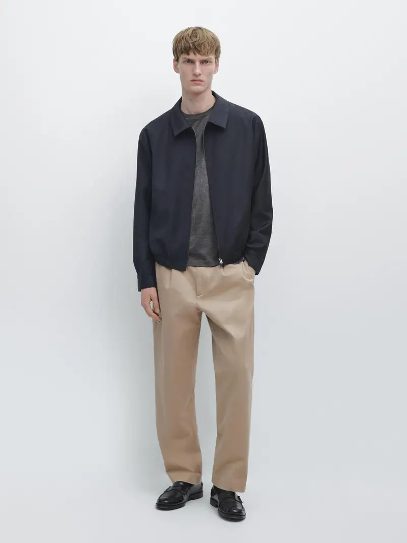 Giacca Pied-De-Poule 100% Lana - Blu Marino - - Massimo Dutti - Maschile