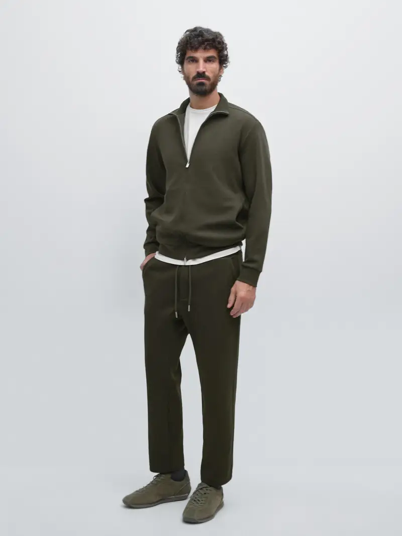 Giacca Stile Jogger Con Collo Alto - Kaki - - Massimo Dutti - Maschile