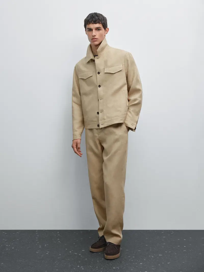 Giacca Total Look 100% Lino - Beige - - Massimo Dutti - Maschile