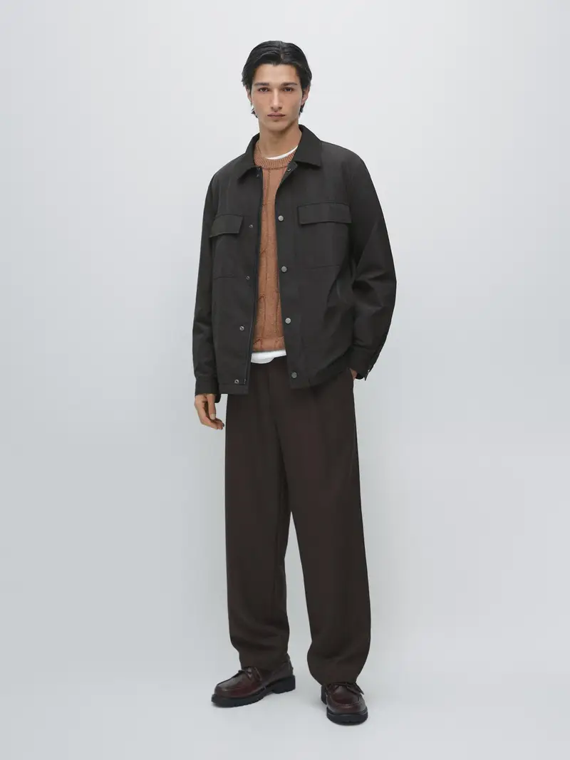 Giacca Water Repellent Con Tasche - Blu Marino Oscuro - - Massimo Dutti - Maschile