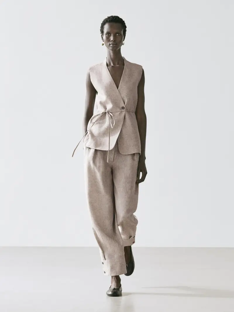 Gilet Da Abito Con Dettaglio Incrociato - Beige - - Massimo Dutti - Femminile