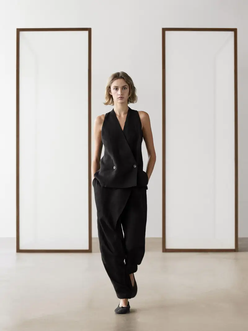 Gilet Incrociato Con Bottoni - Nero - - Massimo Dutti - Femminile