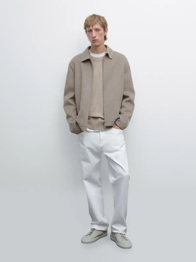 Giubbotto Di Lana Con Doppia Cerniera - Beige - - Massimo Dutti - Maschile